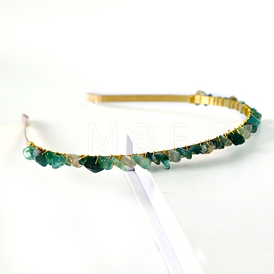 Natural Green Agate Hair Bands PW-WGC1C33-39-1