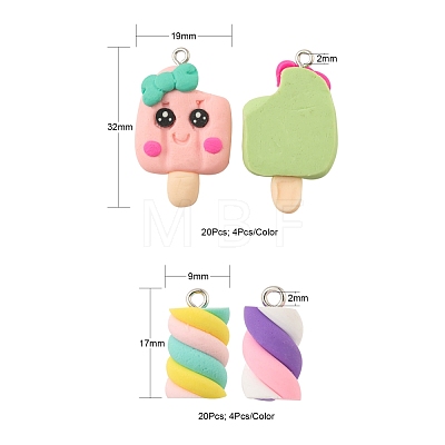 40Pcs 10 Style Handmade Polymer Clay Charms CLAY-LS0001-13-1
