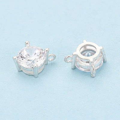 925 Sterling Silver Pave Clear Cubic Zirconia Flat Round Charms STER-T008-69S-02-1