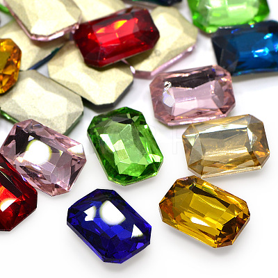 Faceted Rectangle K9 Glass Pointed Back Rhinestone Cabochons RGLA-A017-13x18mm-SM-1