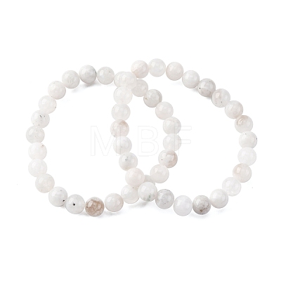 Natural Moonstone Round Beaded Stretch Bracelets for Men Women BJEW-G743-01G-1