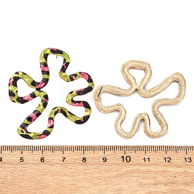 Flower with Leopard Print Alloy Stud Earrings LS-EJEW-Z112-04G-1