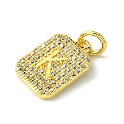 Rack Plating Brass Micro Pave Clear Cubic Zirconia Charms KK-G501-01K-G-1