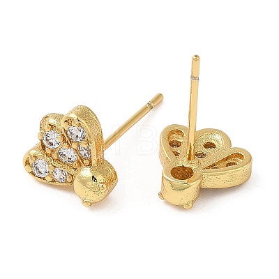 Rack Plating Brass Badminton Stud Earrings with Cubic Zirconia EJEW-D061-21G-1