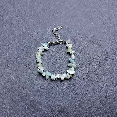 Natural Flower Amazonite Chip Beaded Bracelets for Women IW6789-28-1
