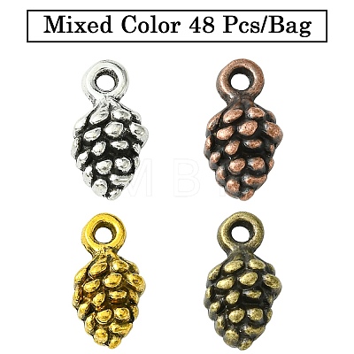 48Pcs 4 Colors Tibetan Style Alloy Pendants TIBEP-YW0001-80-1