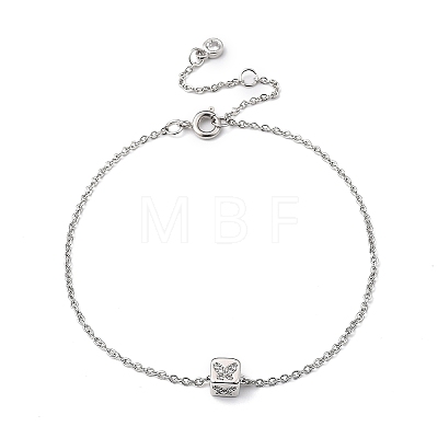 Brass Micro Pave Clear Cubic Zirconia Charms Bracelets BJEW-JB05400-1