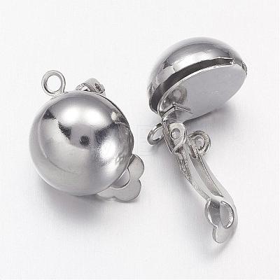 Platinum Brass Clip-on Earring Findings For Non-Pierced Ears Jewelry X-KK-E031-N-1