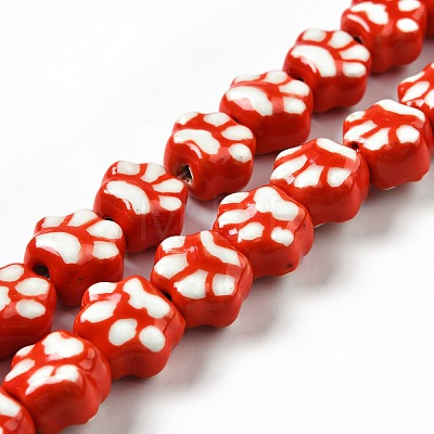 Handmade Printed Porcelain Beads X1-PORC-F005-02C-1