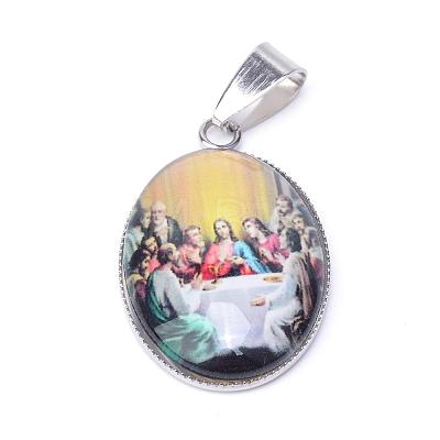 Jesus & Virgin Mary Theme Glass Pendants GLAA-R193-P-1