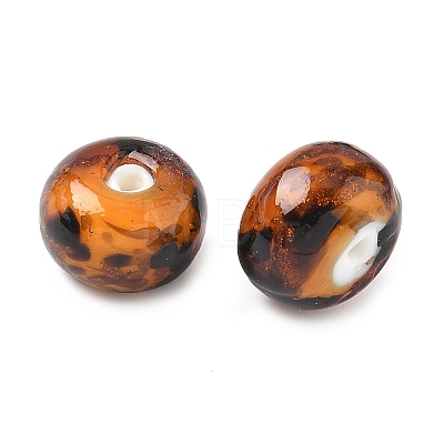 Handmade Gold Sand Lampwork Beads Strands X-LAMP-Q045-08A-04-1