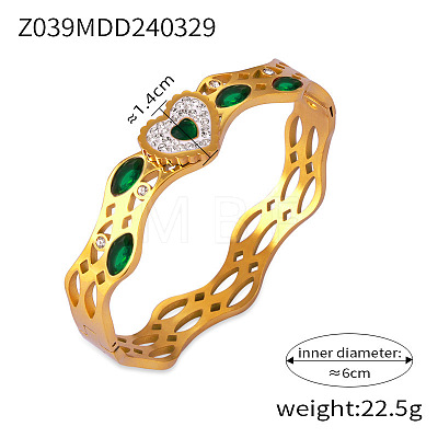 304 Stainless Steel Pave Cubic Zirconia Bangles FS-WG9DD70-09-1