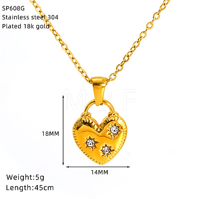 304 Stainless Steel Crystal Rhinestone Pendant Necklaces for Women WG07512-01-1