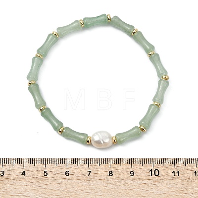 Bamboo Natural Green Aventurine Beaded Stretch Bracelets for Women BJEW-JB13702-1