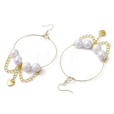 Stainless Steel Acrylic Imitation Pearl Dangle Earrings EJEW-JE05810-1