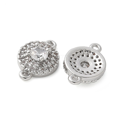 Brass Micro Pave Cubic Zirconia Connector Charms KK-U056-31P-1