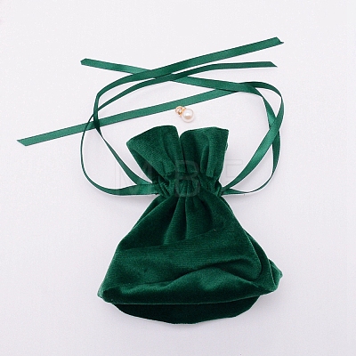Velvet Jewelry Bags with Drawstring & Plastic Imitation Pearl TP-CJC0001-03B-1