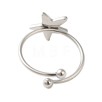 304 Stainless Steel Open Cuff Ring RJEW-M167-08A-P-1