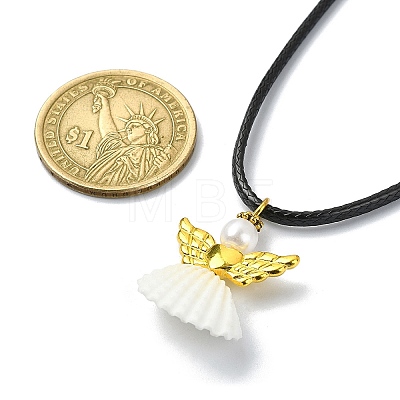 Natural Shell Fairy Pendant Necklace NJEW-JN04612-1
