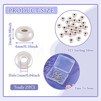 925 Sterling Silver Spacer Beads STER-TA0001-40A-1