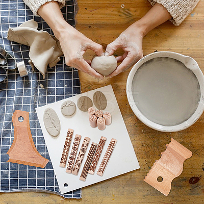 2Pcs 2 Styles Wood Pottery Foot Shaper Tools TOOL-UN0001-80-1