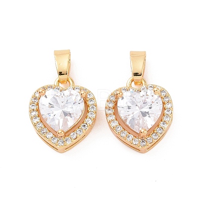 Brass Micro Pave Clear Cubic Zirconia Charms KK-E068-VC433-1