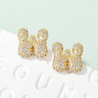 Brass Micro Pave Cubic Zirconia Stud Earrings EJEW-Z091-04G-W-1