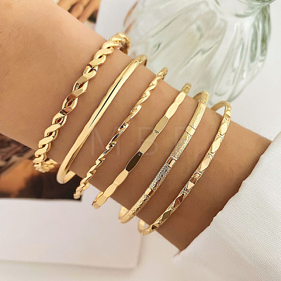 6Pcs 6 Styles Alloy Bangles WG70F83-06-1