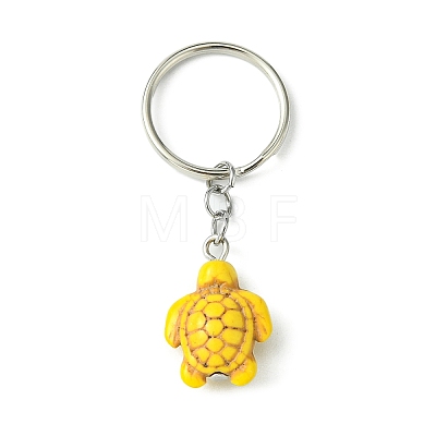 Dyed Synthetic Turquoise Sea Turtle Pendant Keychain KEYC-JKC00641-1