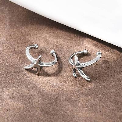 Starfish 316 Stainless Steel Non- Piercing Cartilage Earrings AJEW-C044-11AS-1