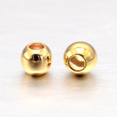 Real 18K Gold Plated Brass Round Spacer Beads X-KK-L147-197-3mm-NR-1