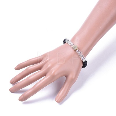 Natural Black Agate(Dyed) Stretch Bracelets BJEW-JB04584-01-1