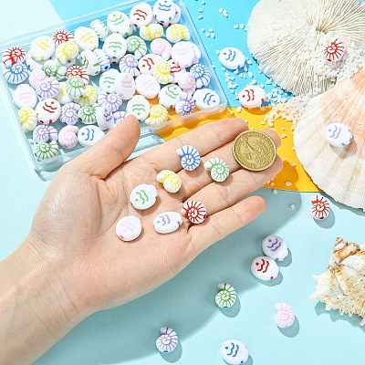 80Pcs 2 Styles Opaque Acrylic Beads SACR-YW0002-18-1