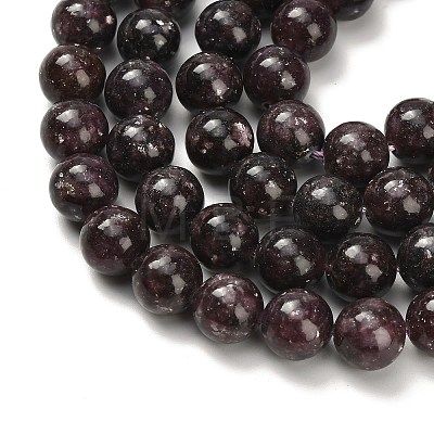 Natural Lepidolite/Purple Mica Stone Beads Strands G-H335-B03-10mm-A-1
