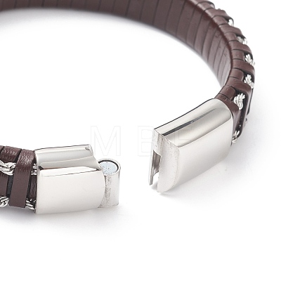 Leather Braided Cord Bracelets BJEW-E345-15C-P-1