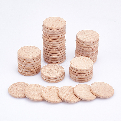 50Pcs Unfinished Natural Beech Wood Cabochons WOOD-HY0001-01-1