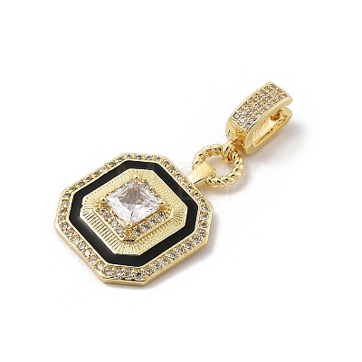 Brass Micro Pave Cubic Zirconia Pendants KK-U047-05G-1