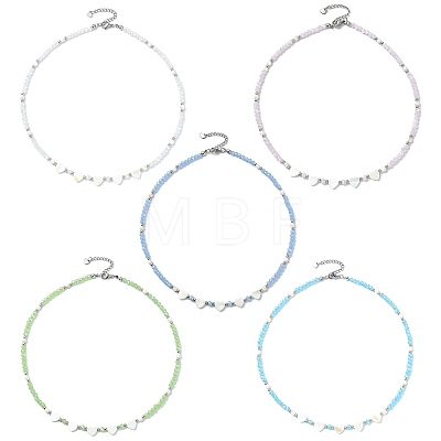 Natural Freshwater Shell & Glass Beaded Necklaces for Women NJEW-JN06082-1