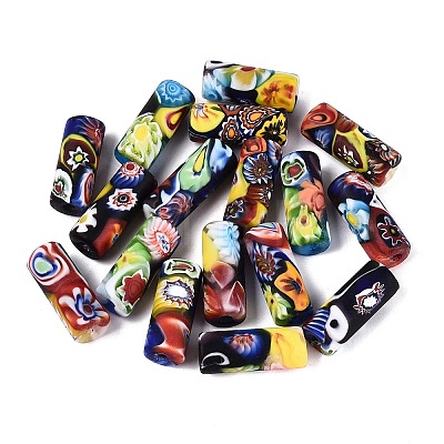 Handmade Millefiori Glass Column Beads LA-N001-02B-01-1