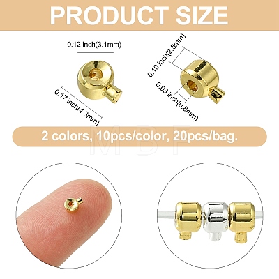 20Pcs 2 Colors Brass Crimp Beads KK-CJ0001-92-1