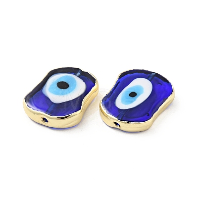 Rack Plating Handmade Evil Eye Lampwork Beads KK-F838-03C-G-1