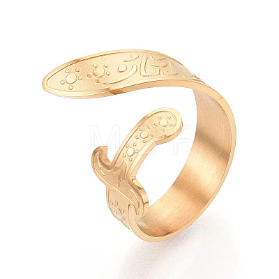 304 Stainless Steel Cuff Open Rings for Women RJEW-N054-01G-1