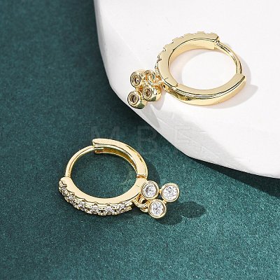 Three-Clover Brass Micro Pave Cubic Zirconia Hoop Earrings EJEW-Z159-01G-01-1
