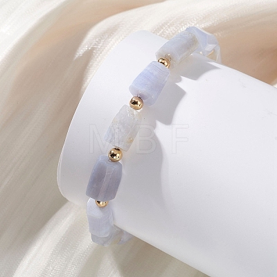 Natural Blue Lace Agate Beaded Stretch Bracelets for Women BJEW-JB13686-1