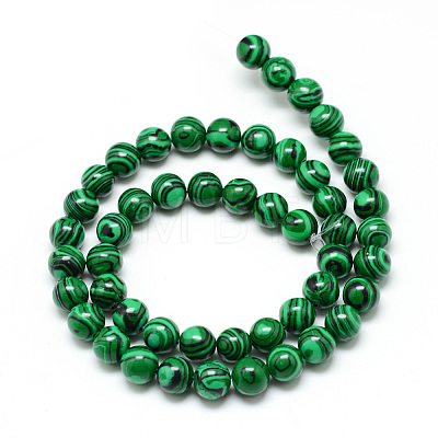 Synthetic Malachite Beads Strands X-G-T053-8mm-05-1