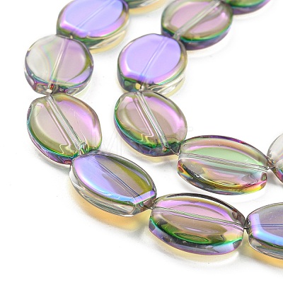 Half Rainbow Plated Electroplate Transparent Glass Beads Strands EGLA-G037-05A-HR01-1