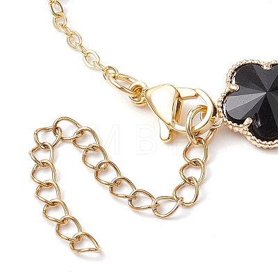 Plum Blossom Glass Links Necklace and Bracelet Sets SJEW-JS01293-02-1