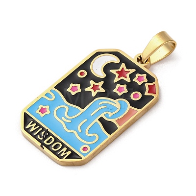 Ion Plating(IP) 304 Stainless Steel Enamel Pendants STAS-Q003-01G-013-1