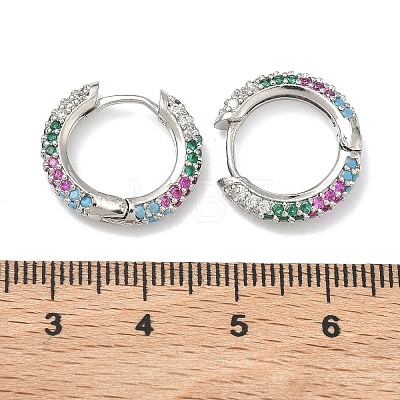 Brass Micro Pave Cubic Zirconia Hoop Earrings EJEW-C181-13P-1