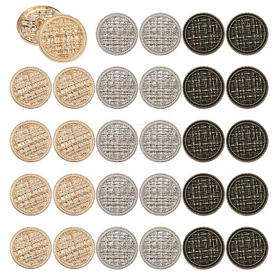 CHGCRAFT 30Pcs 3 Style Zinc Alloy Shank Buttons FIND-CA0008-90-1